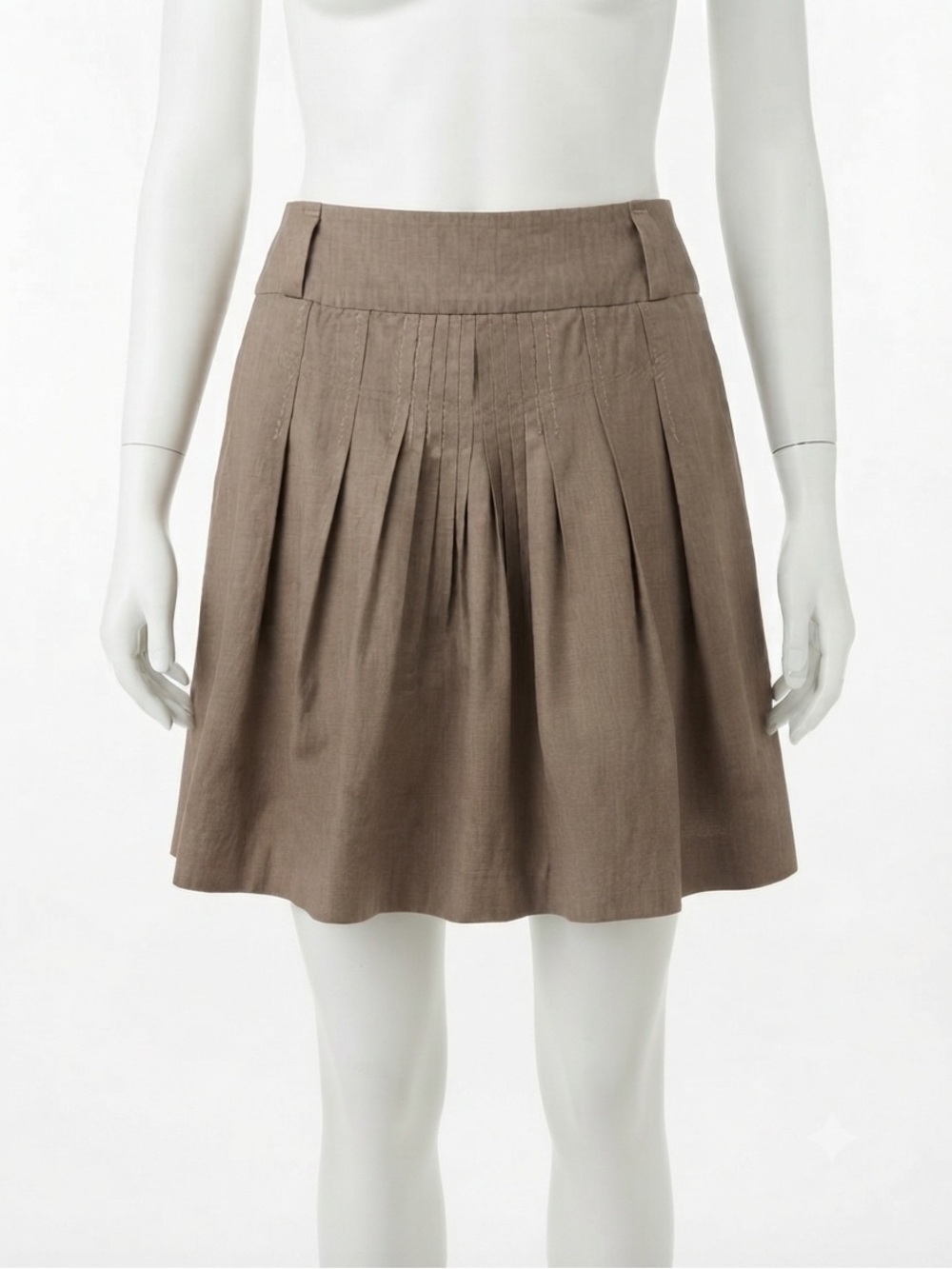 Brunello Cucinelli Gunex Italian Luxury Pleated A-Line Skirt Taupe IT 42 US 6